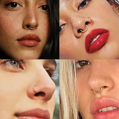 20G 18G 16G Titanium Nose Ring Hoop, Cartilage Hoop Earrings for Women Men Silver Gold Nose Ring Septum Ring Tragus Conch Helix Daith Lip Piercing Jewelry 6mm/7mm/8mm/9mm/10mm (Gold-20g, 7mm) - Image 6
