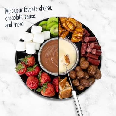 Nostalgia Electric Fondue Party Set – 10 oz Melting Pot, 4 Roasting Forks, & Detachable Serving Tray – Melted Cheese, Chocolate, or Dessert – Perfect for Gifts, Parties, Date Night – Black - Image 4