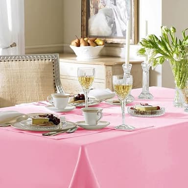 Fitable Pink Rectangle Tablecloths for 6 Foot Tables, 6 Pack - 70 x 108 Inches - Stain Resistant and Washable Table Clothes, Polyester Fabric Table Covers for Wedding, Party, Banquet, Buffect - Image 2