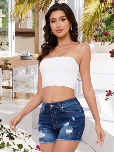 MixShe Shorts for Women Jorts Pants Womens Linen Jeans for Seniors Fall Fashion Must Haves Inspired Clothes Summer Outfits Dark Blue Medium - Image 6