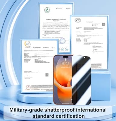QHOHQ [1-Second Auto-Install] 3 Pack Privacy Screen Protector for iPhone 17 Pro Max [6.9 Inch] + 1 Set Camera Lens Protector, 25° Anti Spy Tempered Glass, [Military Grade Shatterproof], Case Friendly - Image 5