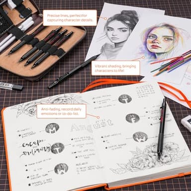 Nicpro 30PCS Black Metal Mechanical Pencil Set in Leather Case, Art Drafting Pencil 0.5, 0.7, 0.9 mm, 2mm Lead Pencil Holders for Sketching Drawing With 16 Tube (6B 4B 2B HB 2H 4H Colors)Lead Refills - Image 5