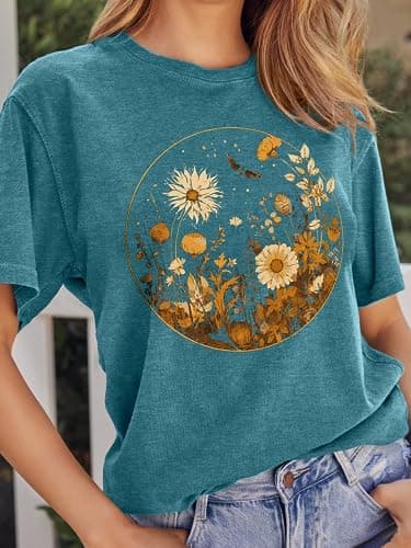 GEMLON Pine Tree Tshirt Women Graphic Hiking Camping Retro Tee Casual Short Sleeve Summer Crewneck Top - Image 5