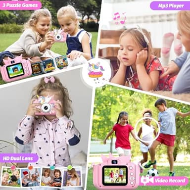 Upgrade Kids Camera for Boys Girls, Toddler Digital Selfie Camera with Cute Protective Cover and 32G SD Card, Christmas Birthday Gifts Toys for 3 4 5 6 7 8 9 10 11 12 Years Old Little Girls and Boys - Image 5