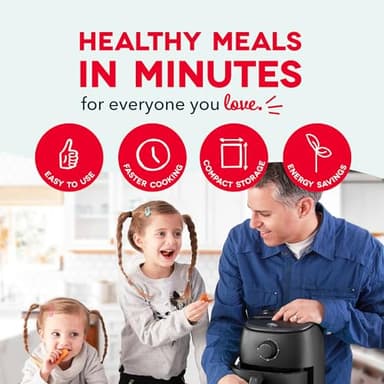 DASH Tasti-Crisp™ Electric Air Fryer Oven, 2.6 Qt., Black – Compact Air Fryer for Healthier Food in Minutes, Ideal for Small Spaces - Auto Shut Off, Analog, 1000-Watt - Image 3