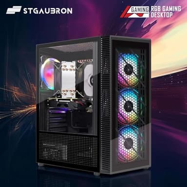 STGAubron Gaming PC Computer Desktop, Intel i7 Xeon E5 2.8GHz, Radeon RX 550 4G, 16GB DDR4, 512GB SSD, WiFi, BT 5.0, RGB Fan x4, Windows 11 Home - Image 5