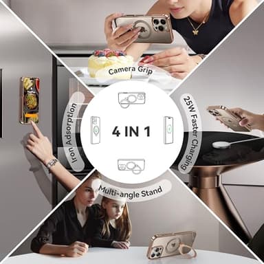 CASEKOO 360 Spin Magnetic Stand Desert Titanium for iPhone 16 Pro Case [Compatible with Magsafe][16FT Military Protection] Slim Polished for iPhone 16 Pro Case with Stand 6.3'', Rose Gold - Image 6