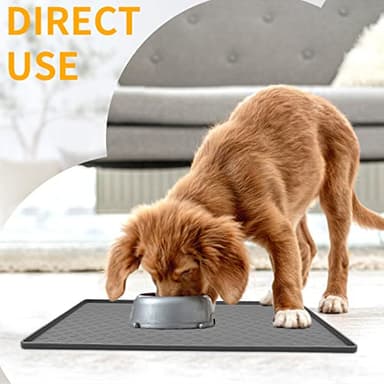 Ptlom Pet Placemat for Dog and Cat, Mat for Prevent Food and Water Overflow, Suitable for Small, Medium and Big Pet,24.5" 16.5", Grey - Image 3