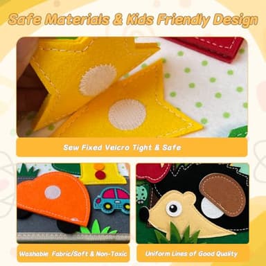 Cobelae Montessori Busy Book for Toddlers 1-3, Toddler Busy Board Felt Quiet Book for Baby, Preschool Learning Activities Educational Sensory Toy for Kids Gift - Image 3