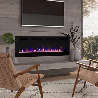 BOSSIN 72 inch Ultra-Thin Silence Linear Electric Fireplace, Recessed Wall Mounted Fireplace, Fit for 2 x 4 and 2 x 6 Stud, 12 Adjustable Flame Color & Speed,Touch Screen Remote Control with 8h Timer - Image 3