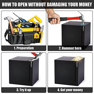 hizgo Adult Piggy Bank- Piggy Bank for Adults Must Break to Open -Stainless Steel Money Box-Metal Saving Box (4.72 inch) - Image 4