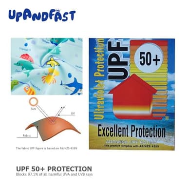 upandfast Baby/Toddler Swimsuit UPF 50+ Sun Protection One Piece Zipper Bathing Suit with Sun Hat Infant Beach Swimwear (Marine Life,6-9 Months) - Image 3