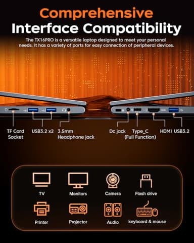 KAIGERR 2025 Gaming Laptop, 16.0inch Laptop Computer with AMD Ryzen 7 5825U(8C/16T, Up to 4.5GHz), 16GB RAM 512GB NVMe SSD Windows 11 Laptop, Radeon RX Vega 8 Graphics,WiFi 6, Backlit KB - Image 6