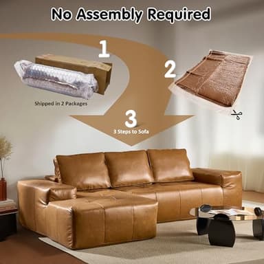ovios Sectional Cloud Couch for Living Room, Modular Floor Sofa with Plush Corduroy, No Assembly Required, Big Comfy Couches Set with Fluffy Memory Foam, Stupendous U Shaped Sofas with Chaise, Brown - Image 4
