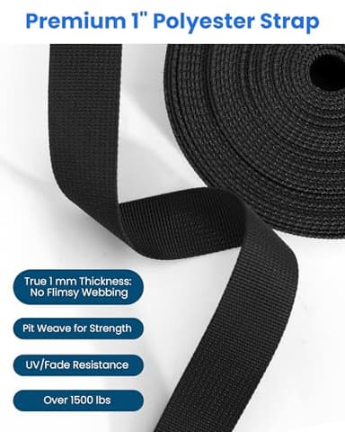 Buckle & Strap Kit - 6 Yards 1 Inch Wide Polyester Webbing Stronger Than Nylon, 6 Plastic Quick Release Buckles & 12 Triglide Clips, Adjustable Extender Straps for Backpack, Dog Collar, Fanny Pack - Image 4