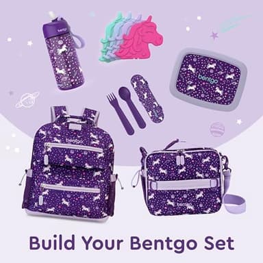 Bentgo Kids Lunch Bag - Durable, Double-Insulated Lunch Bag for Kids 3+; Holds Lunch Box, Water Bottle, & Snacks; Easy-Clean Water-Resistant Fabric & Multiple Zippered Pockets (Unicorn) - Image 6