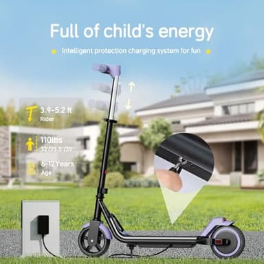 ECOROAD EK6 Kids Electric Scooter for 6-12, 3/6/10mph Speeds for Ultimate Comfort, Adjustable Height Electric Scooter, 150W & Dual Brake Safety, for Growing Adventurers（Rider:3.9-5.2 ft） - Image 4