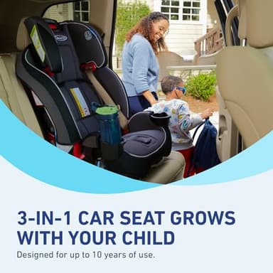 Graco SlimFit 3-in-1 Convertible Car Seat, Ultra-Space-Saving Design, Darcie, Suitable for Rear and Forward-Facing, Highback Booster Seat with 10-Position Headrest - Image 4