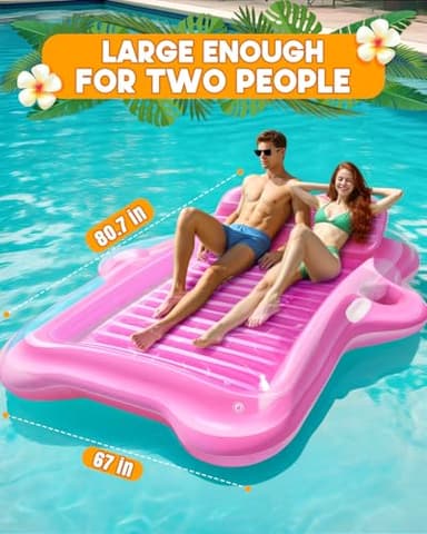 Snowalva Inflatable Tanning Pool Lounger Float, 80" x 66"Pool Floats Adult with Automatic Spray Cooling, 5 in 1 Suntan Tub Raft Floatie, Sunbathing Bed Lounge for Pool Party Yard Tanning Summer Gift - Image 4
