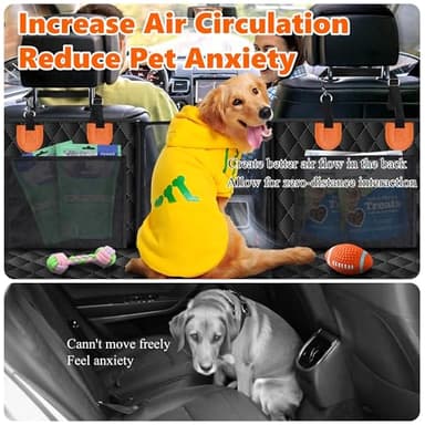 Back Seat Extender for Dogs, Holds 450 lbs, Hard Bottom Waterproof Dog Car Seat Cover for Back Seat, 600D Heavy Duty Scratch Proof & Nonslip Dog Hammock for Car, SUVs with Mesh Window & Storage Bags - Image 5