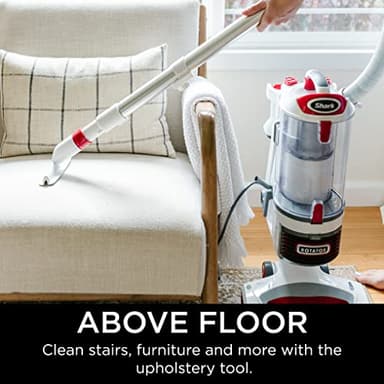 Shark NV501 Rotator Professional Lift-Away Upright Vacuum with HEPA Filter, Swivel Steering, LED Headlights, Wide Upholstery Tool, Dusting Brush & Crevice Tool, White/Red - Image 6