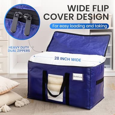 TAILI 6 Pack Dark Blue Extra Large Storage Bags, Heavy Duty Totes with Visible Window, Wrap Around Handles, Perfect for Moving - Image 5