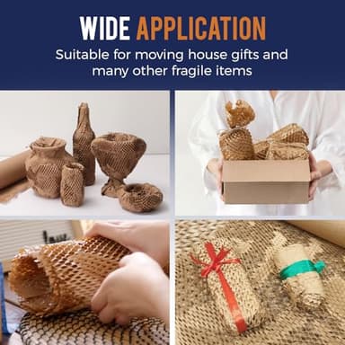 Honeycomb Packing Paper 12" x 150ft with Rope & 20 Fragile Stickers|Shipping & Moving Supplies|Small Business Packaging Supplies|Eco Friendly Bubble Wrap Packing Boxes for Moving Certified FSC C204227 - Image 5