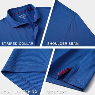 MAELREG Golf Polo Shirts for Men Pencil Pin Stripe Lightweight Breathable Moisture Wicking Dry Fit Casual Mens Polo - Image 5