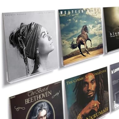 NIUBEE Clear Vinyl Record Shelf Wall Mount 6 Pack,Acrylic Album Record Holder Display Your Daily LP Listening in Office Home - Image 1