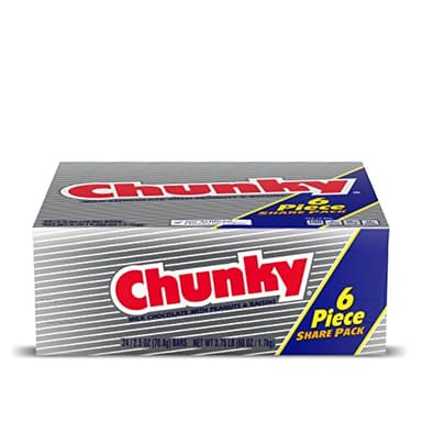 Chunky, Milk Chocolate with Freshly Roasted Peanuts and Chewy Raisins, Individually Wrapped Candy Bar, Share Pack 2.5.oz each, Bulk 24 Pack - Image 1