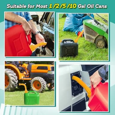 Gas Can Spout Replacement - 6 Kit Fuel Can Tank Nozzle with Gasket for 1/2/5/10 Gal Oil Cans, Easy to install, Durable Anti-Spill with Screw Collar Caps, Spout Cover, Base Cap, Drill Bit - Image 6