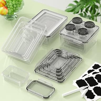KEMETHY 36-Piece Food Storage Containers with Lids(18 Container & 18 Lid), Plastic Food Containers for Pantry & Kitchen Storage and Organization, BPA-Free, Leak Proof, Reusable with Labels & Pen - Image 8