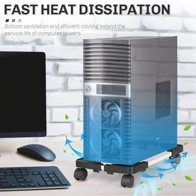 Liitrton Mobile CPU Stand Adjustable Computer Tower Stand with 4 Caster Wheels Fits Most PC (Black) - Image 4