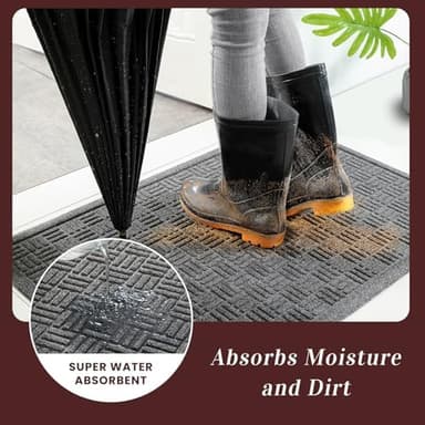 Mibao Front Door Mat Indoor Outdoor Entrance, Dirt Trapping Waterproof All-Season, All-Weather Doormat, Non-Slip Durable Natural Rubber Low Profile Easy Clean Patio Entrance Mat, 29.5" x 17", Grey - Image 5