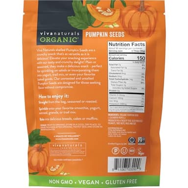 Viva Naturals Organic Pumpkin Seeds, 2 lb (32 oz, 907 g) – Shelled, Unroasted, Unsalted, Non-GMO, Vegan, Good Source of Iron & Dietary Fiber, Perfect for Salads - Image 3