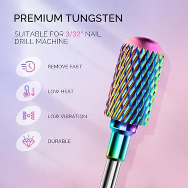 MelodySusie Nail Drill Bits Set, 7pcs Tungsten Carbide Diamond Nail Drill Bits for Acrylic Nails Poly Gel Cuticle Remove, 3/32'' Professional Nail Bits for Nail Drill Efile, Manicure Pedicure Tools - Image 4