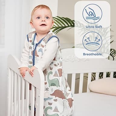 Yoofoss Baby Sleep Sack 0-6 Months Wearable Blanket 100% Organic Cotton 2-Way Zipper TOG 0.5 Toddler Sleeping Sack 3 Pack, Comfy Soft Lightweight (Small) - Image 3
