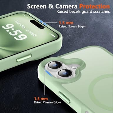 MOCCA Strong Magnetic for iPhone 16 Case, [Compatible with Magsafe][16FT Mil-Grade Drop Protection] Slim Thin Translucent Matte Protective Cover Case for iPhone 16 Phone Case 6.1", Light Green - Image 5