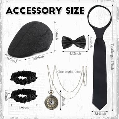 PARTTELY 1920s Mens Costume,Roaring 20s Costumes for Men,1920S Mens Outfit Accessories with Vest Hat Pocket Watch Tie Armband - Image 6