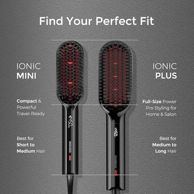 TYMO Hair Straightener Brush - Upgraded Ionic Compact Straightening Brush for Women with Wave-Design Bristles, Fast, Smooth Styling, Lightweight Hot Comb & Travel Flat Iron, 1 Billion Ions, Black - Image 7