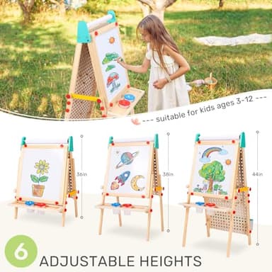 Wingyz 4-in-1 Adjustable Kids Art Easel with Magnetic Whiteboard & Chalkboard - Wooden Drawing Board with Marble Run for Kids- Creative Gift for Toddlers Ages 2-4, 4-8, 8-12 - Image 3