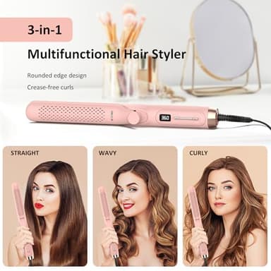 MESCOMB 360° Airflow Styler – 1 Inch 2-in-1 Hair Straightener & Curler with Vented Cool Air for Style Locking, Extra Long Flat Iron, Dual Voltage for European Travel - Image 2