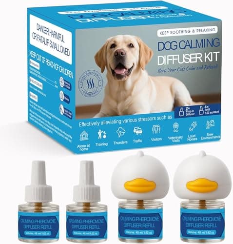 Dog Calming Pheromones Diffuser 6 in 1 Kit Appeasing Pheromone Diffuser to Calm (2 Plug in+4 Pack 48ml Refill) for Anxiety Relief Reduce Aggression Fighting Barking Stress 120 Day Supply - Blue - Image 1