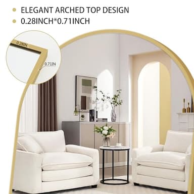 Simple Deluxe Arched Mirror Full Length, 59"x16", Body Wall Mirror with Shatter-Proof Glass, Gold Aluminum Frame, Floor-Standing, Wall-Mounted, Leaning - Image 4