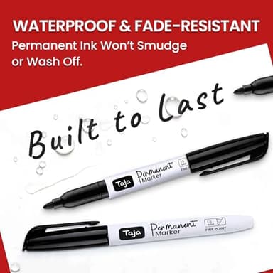 Permanent Markers Fine Tip, 30 Pack Black Quick-Drying and Fade-Resistant Permanent Markers Bulk Set for Writing and Drawing on Wood, Plastic, Metal, Glass, Stone, Ideal for Office School Supplies - Image 2