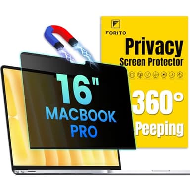 F FORITO Magnetic Privacy Screen Protector Compatible with MacBook Pro 16 inch (2021-2024, M1, M2, M3, M4 Pro/Max), Removable 360° Anti Peeping Anti Blue Light Anti Glare Laptop Privacy Shield - Image 1