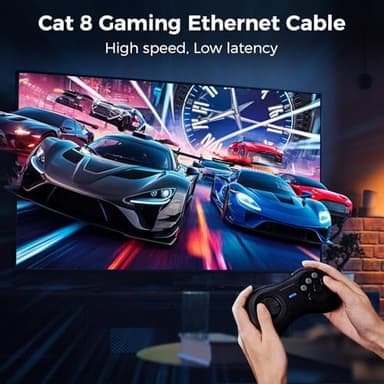 Cat 8 Ethernet Cable 25FT, High-Speed Braided Internet Cable Network Cord with Gold Plated RJ45 Connector 40Gbps 2000Mhz Heavy Duty LAN Cable Shielded Indoor - Image 5
