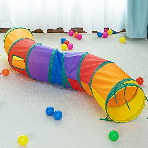 iCAGY Cat Tunnel for Indoor Cats Interactive, Rabbit Tunnel Toys, Pet Toys Play Tunnels for Cats Kittens Rabbits Puppies Crinkle Pop Up Rainbow 47" Shape S - Image 1