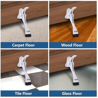 Gotega Door Stopper, 1/2/4 Packs Kickdown Door Stop with One Touch Adjustable Height and Rubber Tip, Door Stops (4 inch x 2 Pack, White) - Image 3