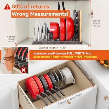 Pot Rack Organizer -Expandable Pot and Pan Organizer for Cabinet,Pot Lid Organizer Holder with 10 Adjustable Compartment for Kitchen Cabinet Cookware Baking Frying Rack,Bronze - Image 2